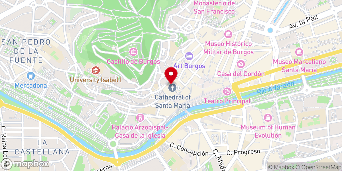 Map showing location of Catedral de Santa María de Burgos