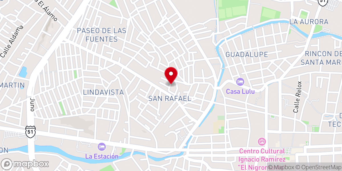 Map showing location of Mesa General de Altos y Bajios del Señor de la Conquista de Miguel Morales