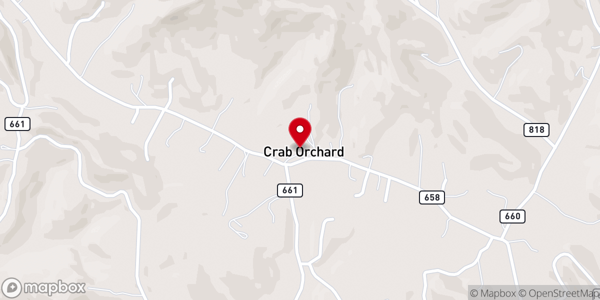 Map showing location of Crab Orchard United Methodist Church