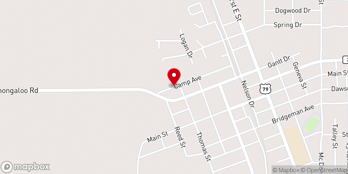 Map showing location of Westside Baptist Church