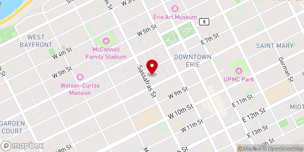 Map showing location of Victory International Church. Erie PA