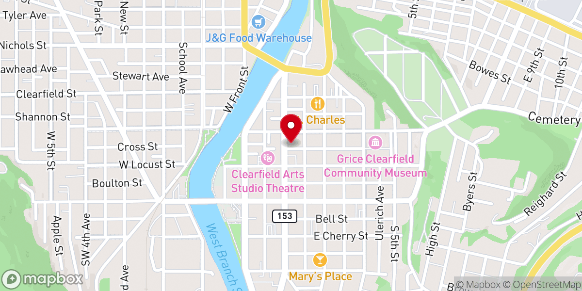 Map showing location of First Baptist Church
