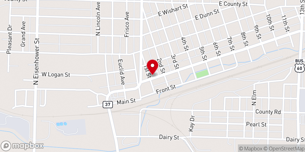 Map showing location of Arvest Bank