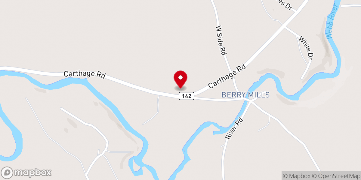 Map showing location of Carthage Union Church