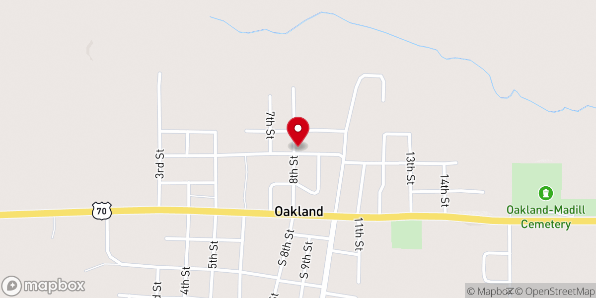 Map showing location of Oakland Full Gospel Holiness Church