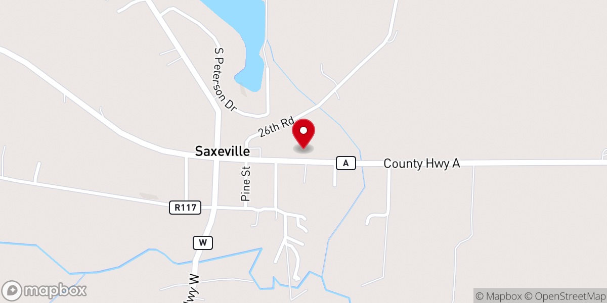 Map showing location of Saxeville Community Church