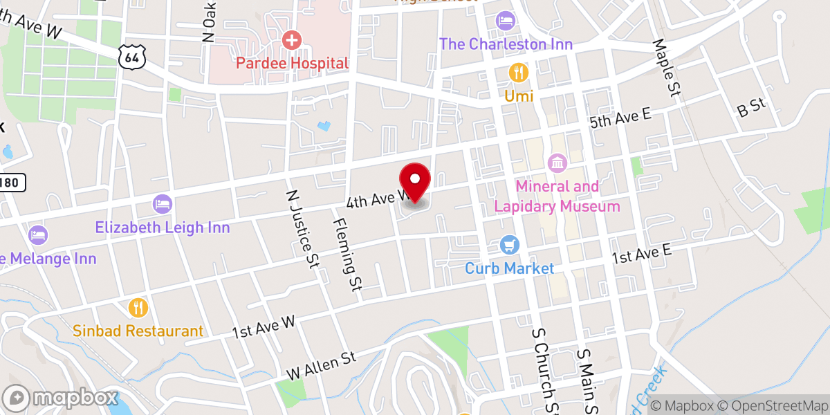 Map showing location of Henderson County Homeschool Association