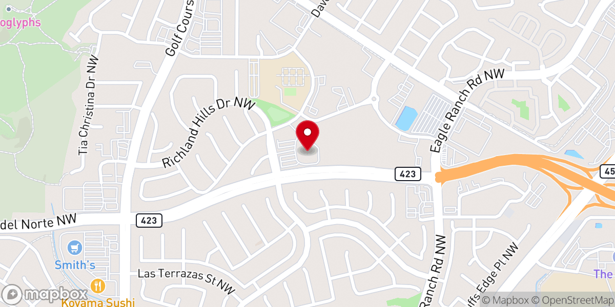 Map showing location of Albuquerque's First Baptist Church