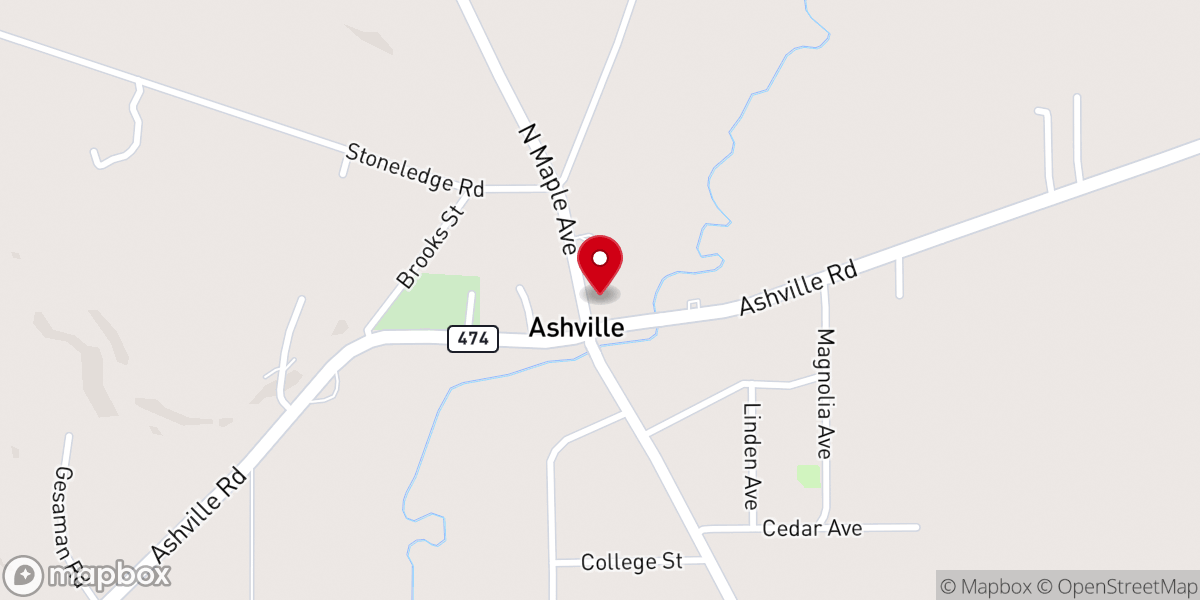 Map showing location of Ashville United Methodist Church