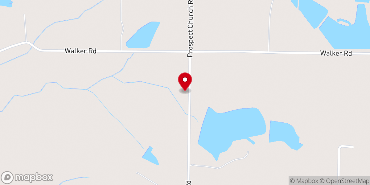Map showing location of New Prospect Baptist Church