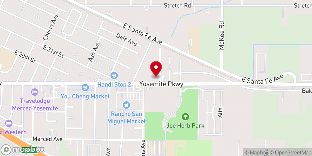Map showing location of Merced Church of Christ