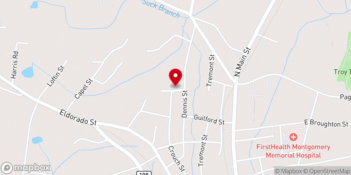 Map showing location of Tabernacle Baptist Church