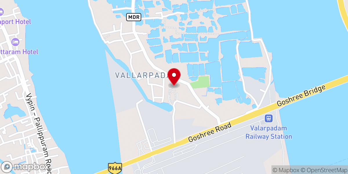 Map showing location of National Shrine Basilica of Our Lady of Ransom - Vallarpadam