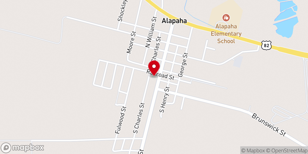 Map showing location of Alapaha Church of God
