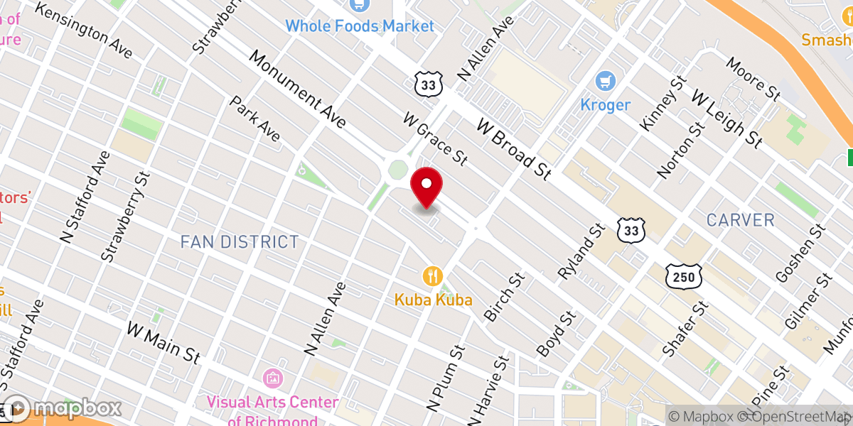 Map showing location of City Church of Richmond