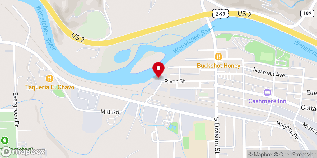 Map showing location of Cashmere Food Bank