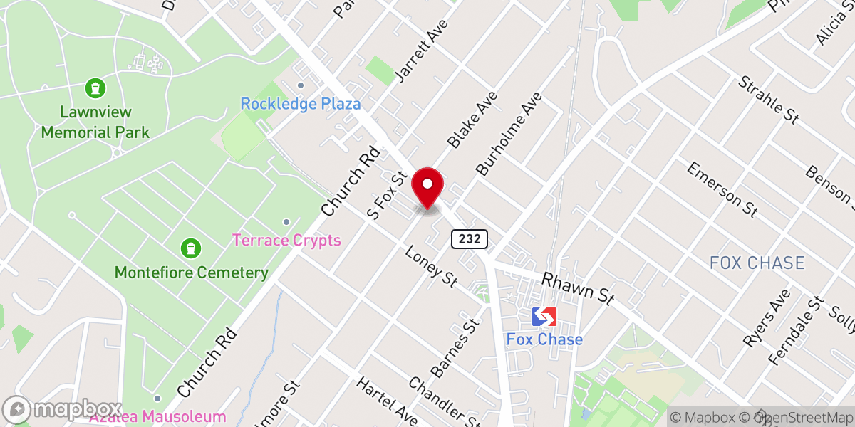 Map showing location of Fox Chase Reformed Church