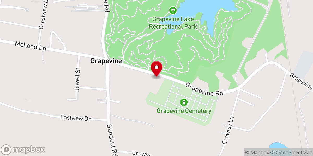 Map showing location of Grapevine Christian Church