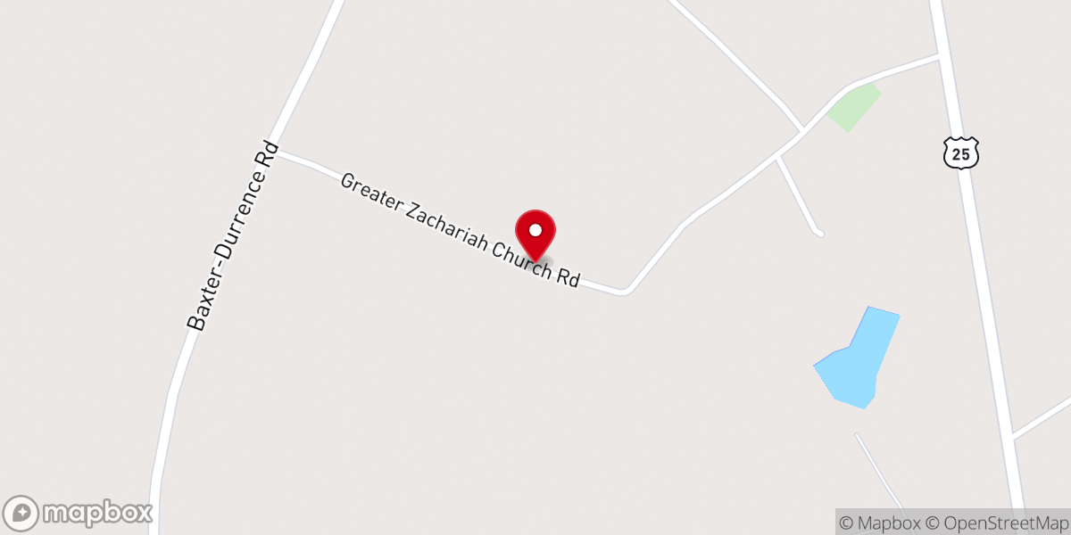 Map showing location of Greater Zachariah Church