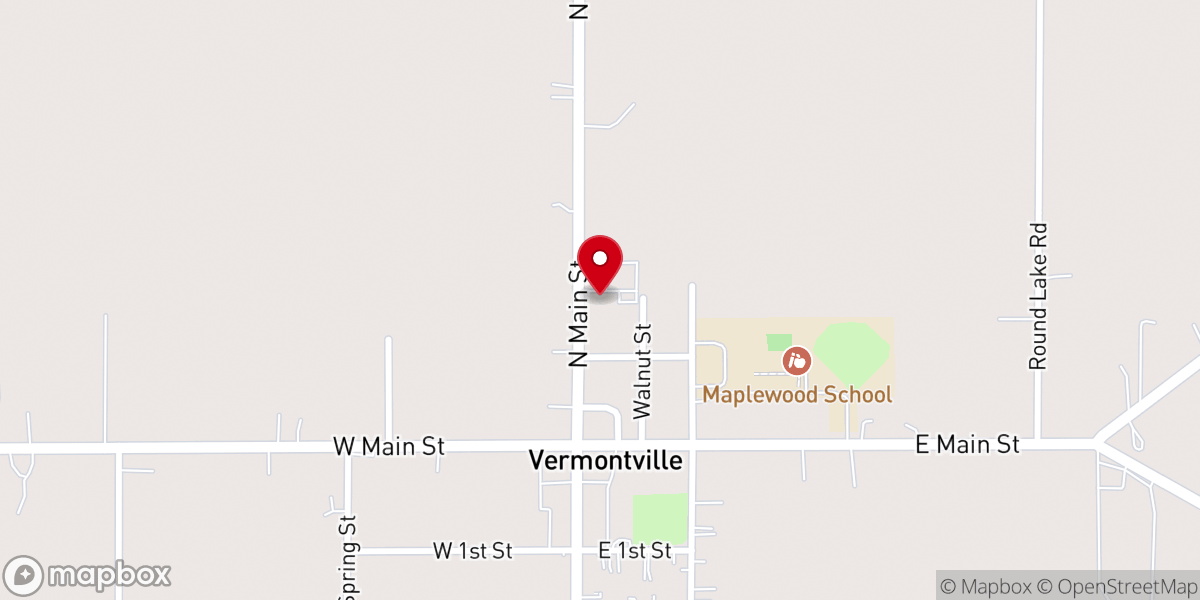 Map showing location of Vermontville Bible Church