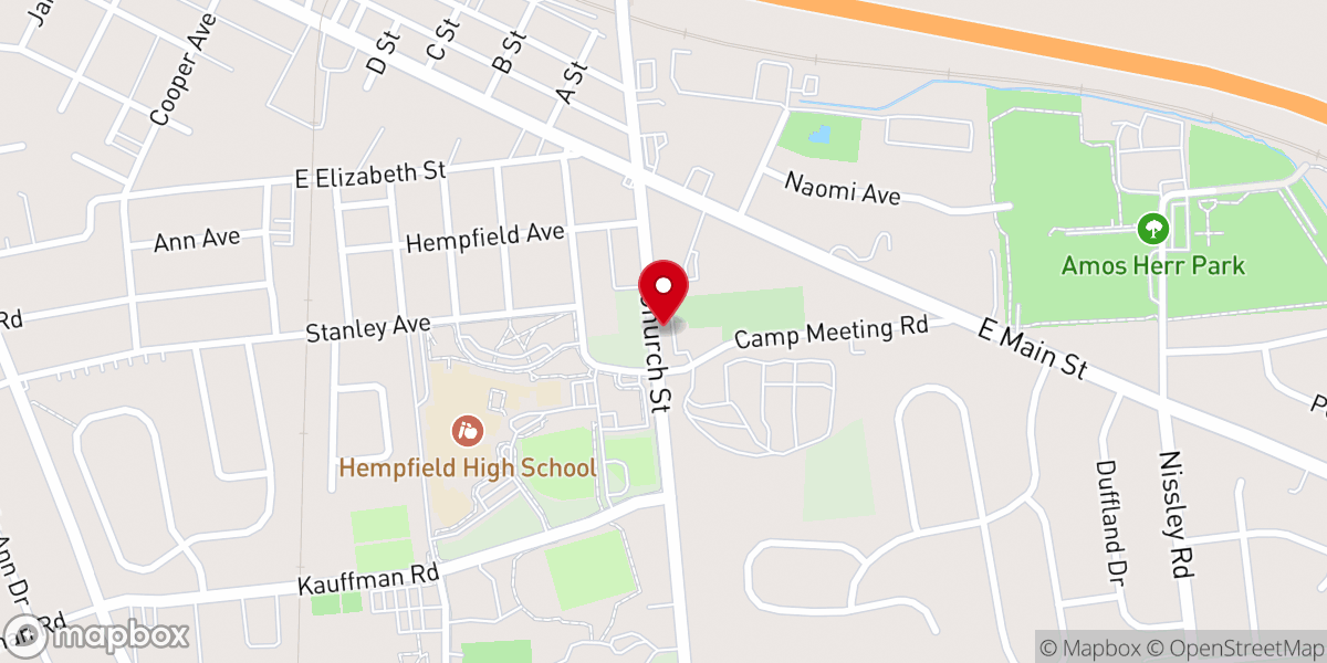 Map showing location of Ethiopian Evangelical Church in Lancaster