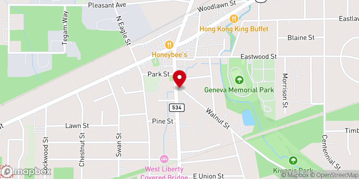 Map showing location of Akron Ashtabula Cleve Baptist Assn Camp Koinonia