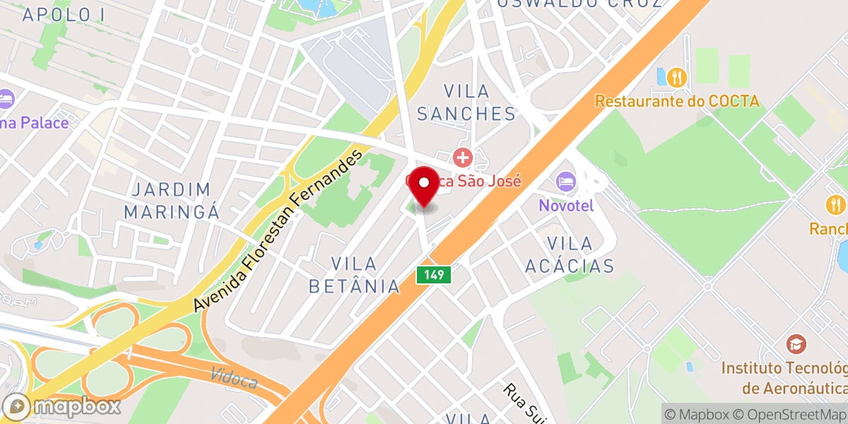 Map showing location of Igreja da Cidade em São José dos Campos - Campus Betânia