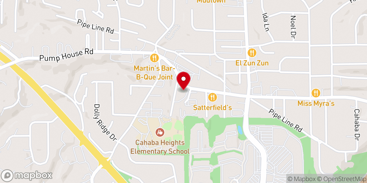 Map showing location of Cahaba Heights United Methodist Church