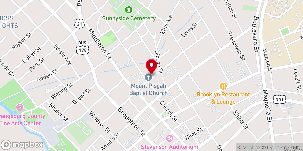 Map showing location of Mt Pisgah Baptist Church