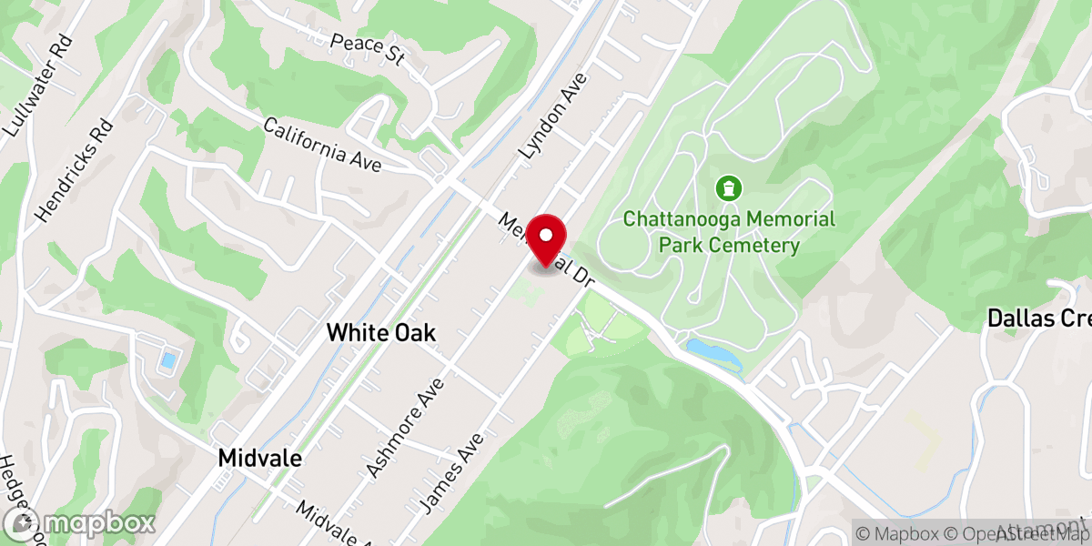 Map showing location of Whiteoak Baptist Church