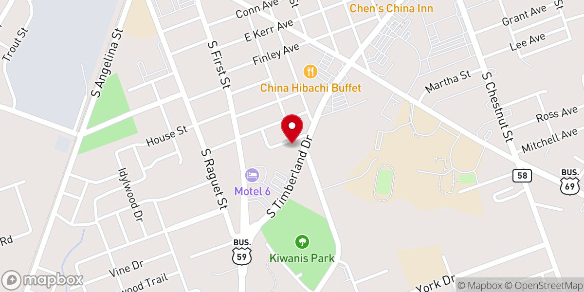 Map showing location of Timberland Drive church of Christ