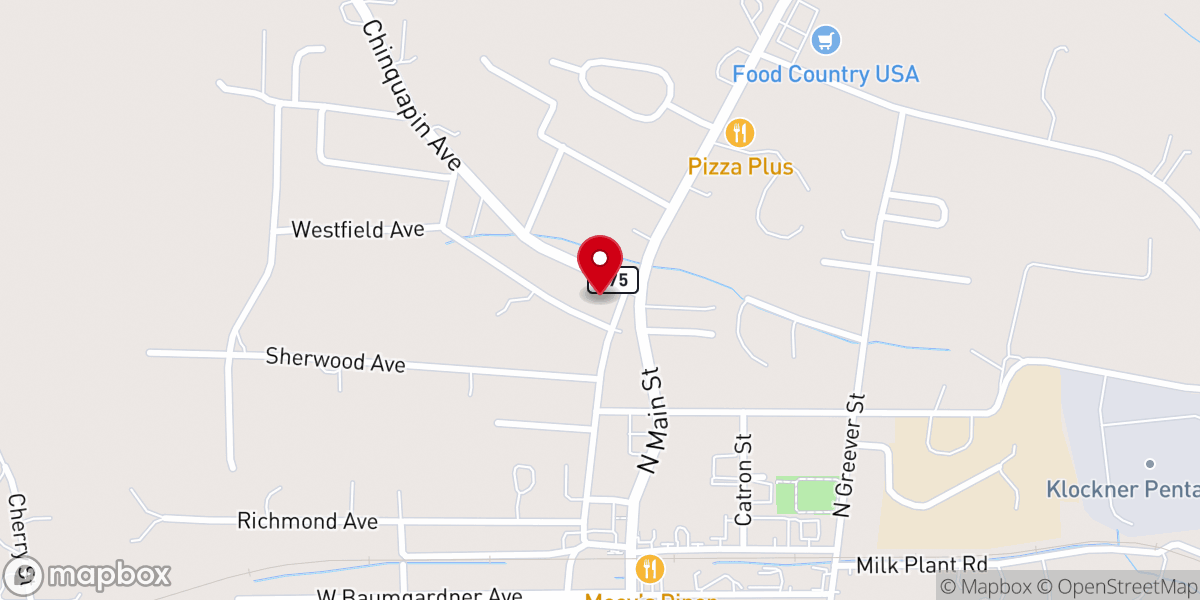 Map showing location of Hodges Body Shop