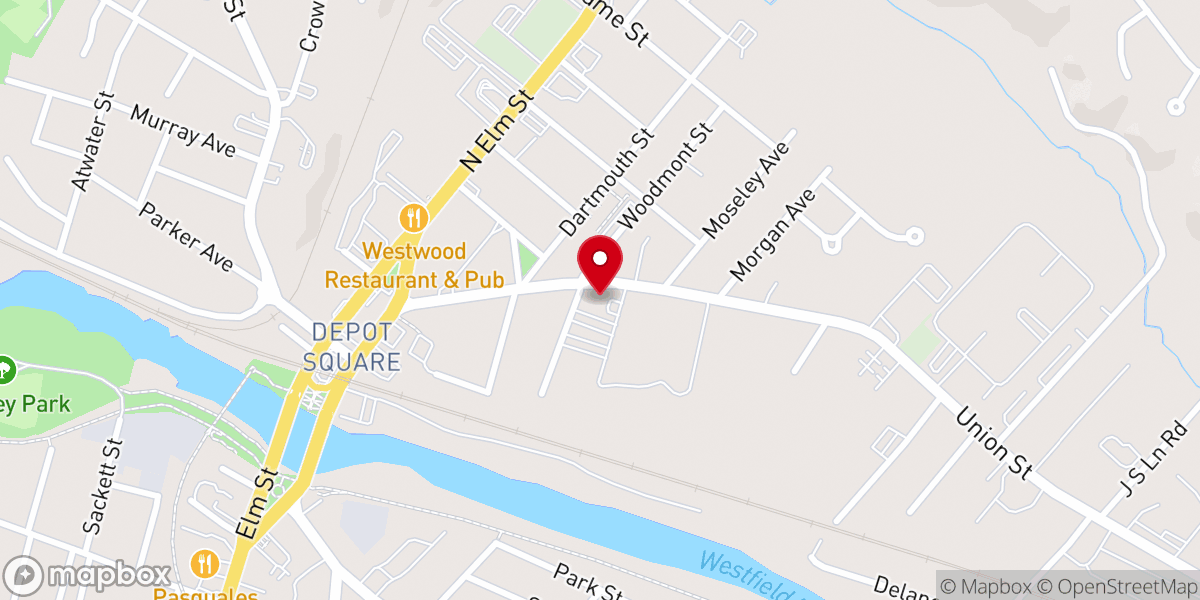 Map showing location of Baystate Convenient Care – Westfield