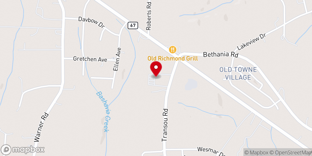 Map showing location of Pfafftown Baptist Church
