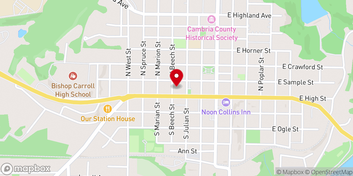 Map showing location of Life Church Ebensburg