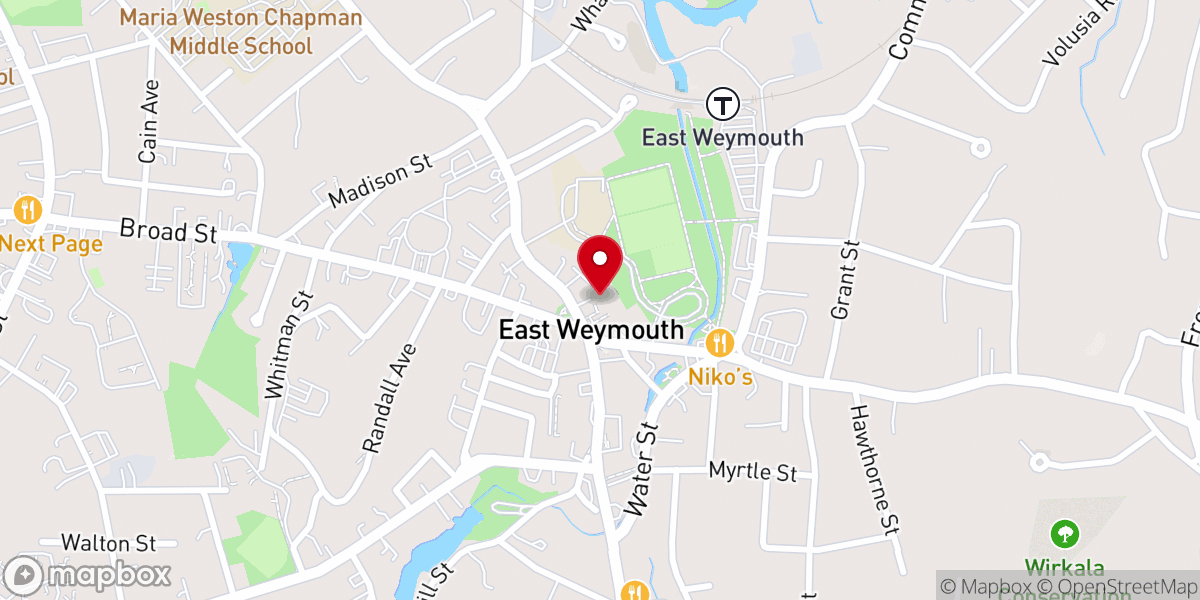 Map showing location of East Weymouth Congregational Church, UCC