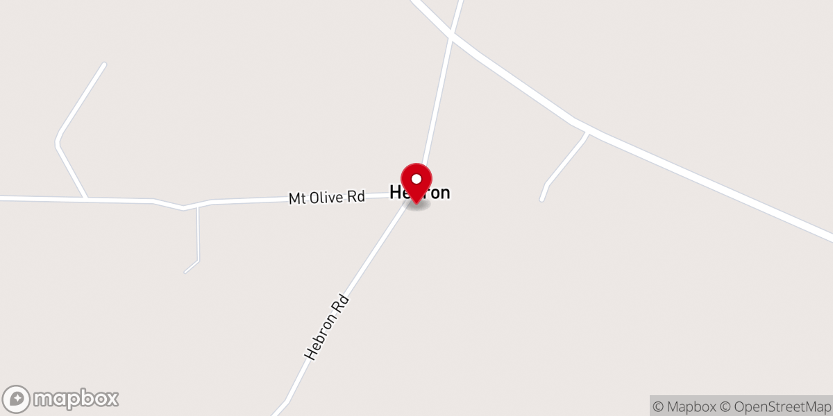Map showing location of Hebron Baptist Church