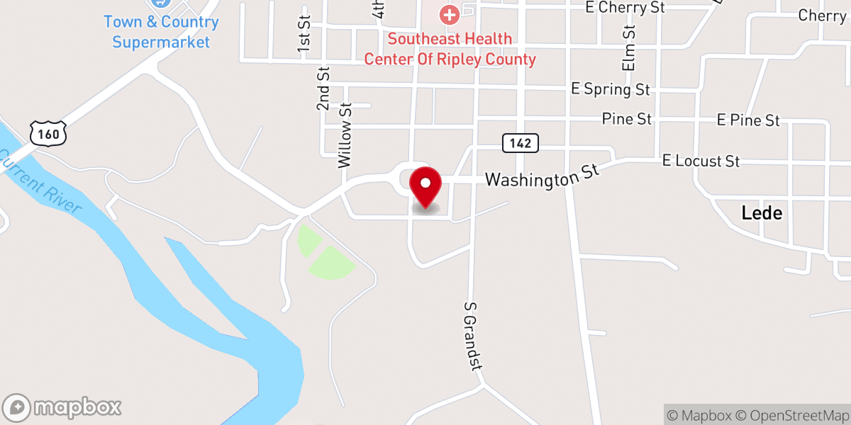 Map showing location of Doniphan Gospel Rescue Mission