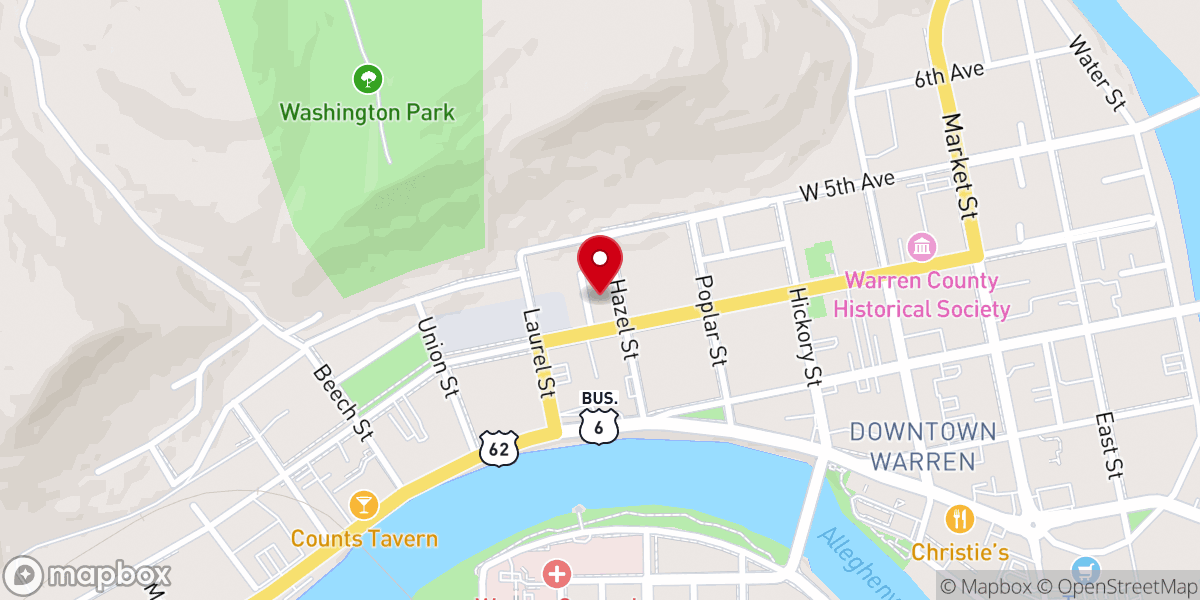 Map showing location of Warren Wesleyan Church