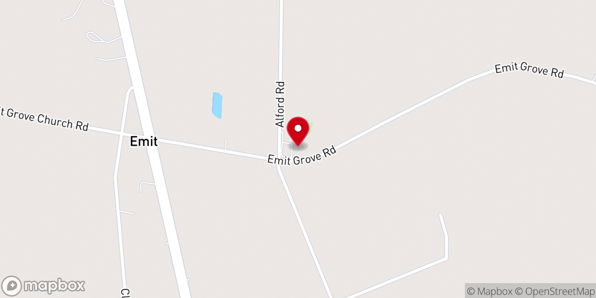 Map showing location of Emit Grove Baptist Church