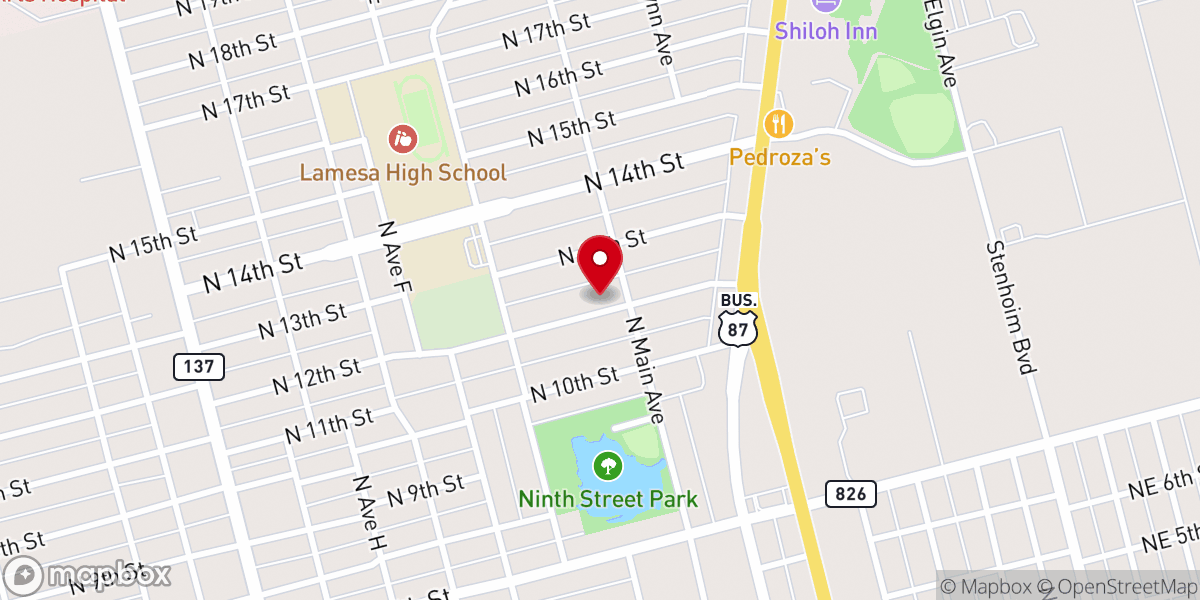 Map showing location of Northside Baptist Church