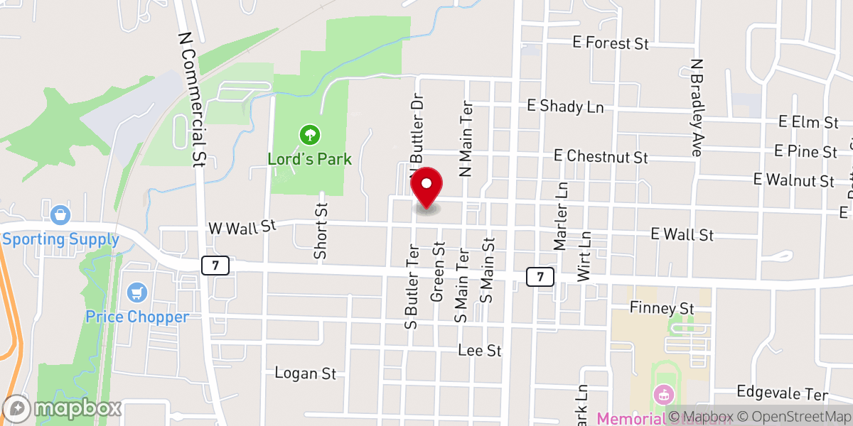 Map showing location of St Peter's Episcopal Church
