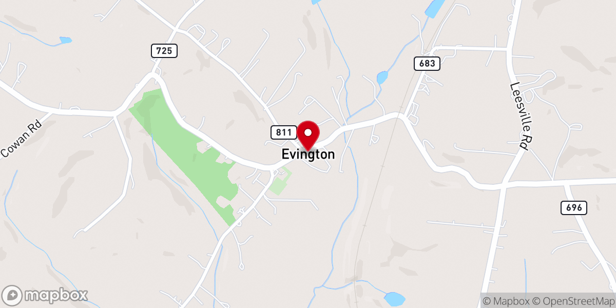 Map showing location of Evington