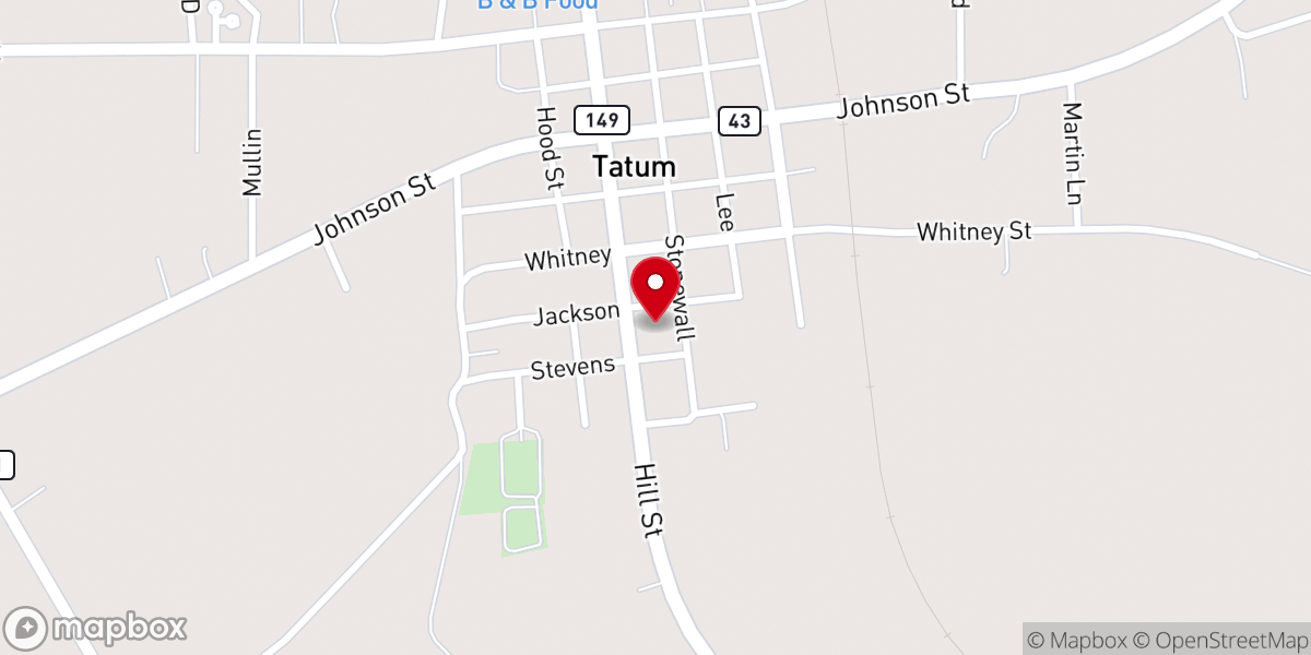 Map showing location of Tatum Methodist Church