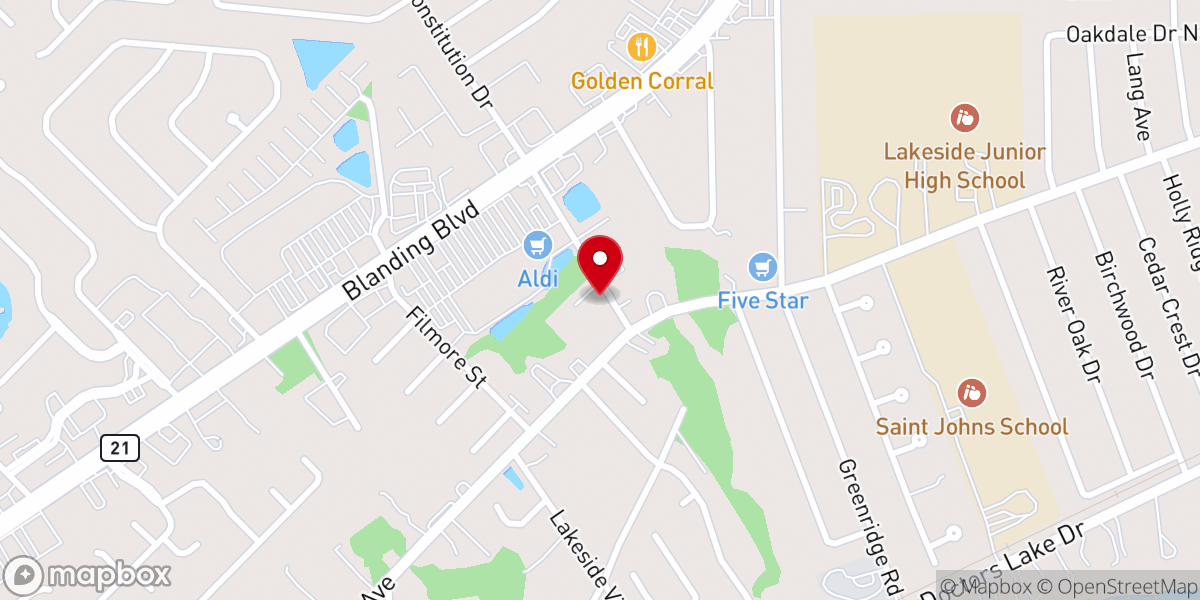 Map showing location of Orange Park Christian Center Inc