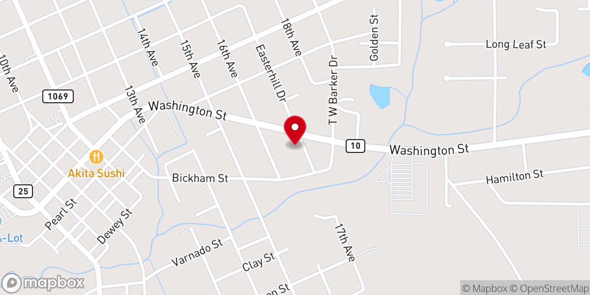 Map showing location of First United Pentecostal Church