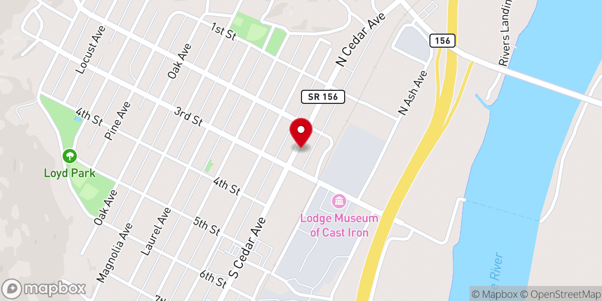 Map showing location of National Cornbread Festival Headquarters