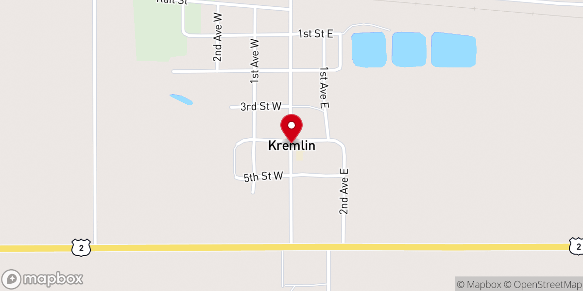 Map showing location of Kremlin United Methodist Church