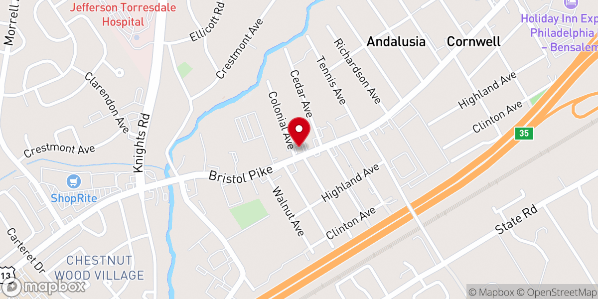 Map showing location of Crossroads Community Church of Philadelphia