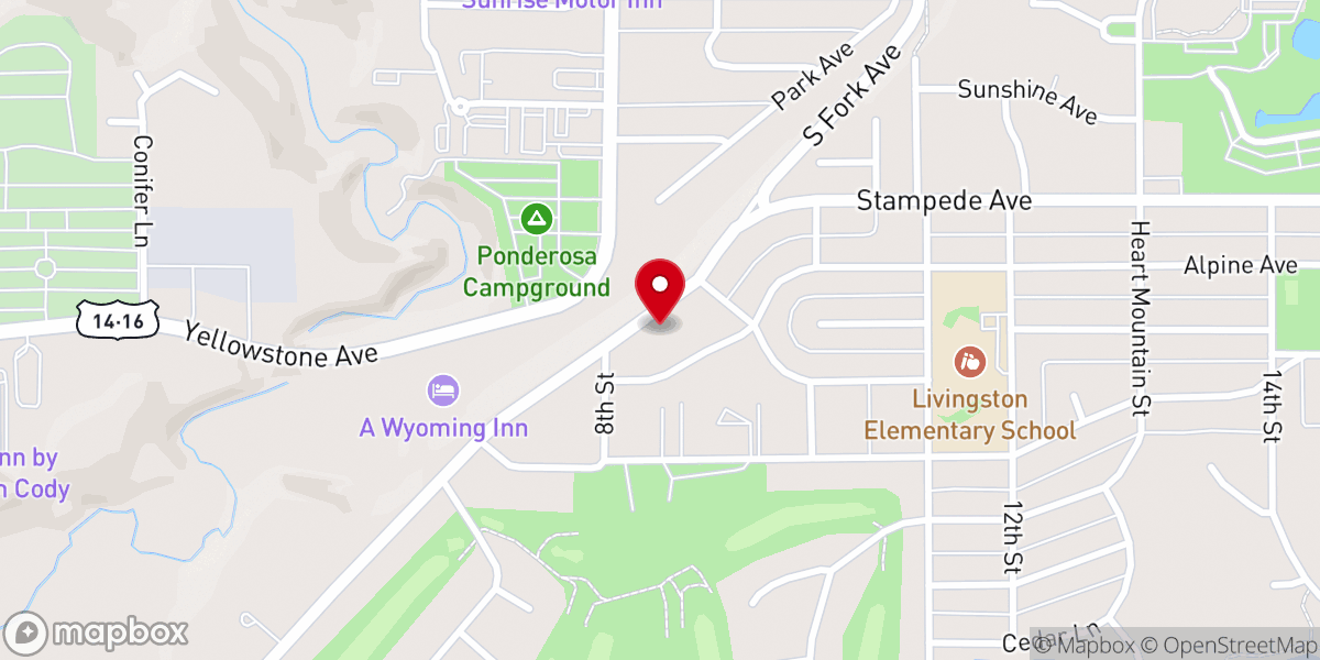 Map showing location of Cody Nazarene Church